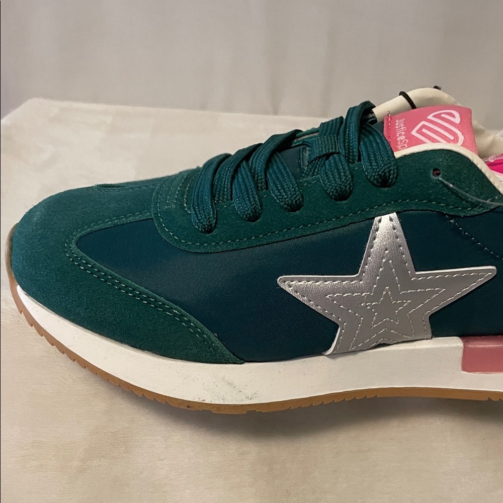 NEW Justice Green Sneakers with Silver Star - Picture 9 of 16